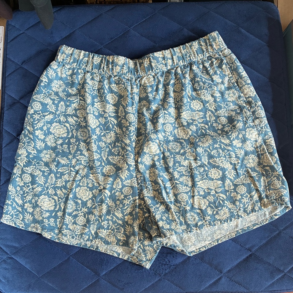 Floral Linen High Waisted Shorts